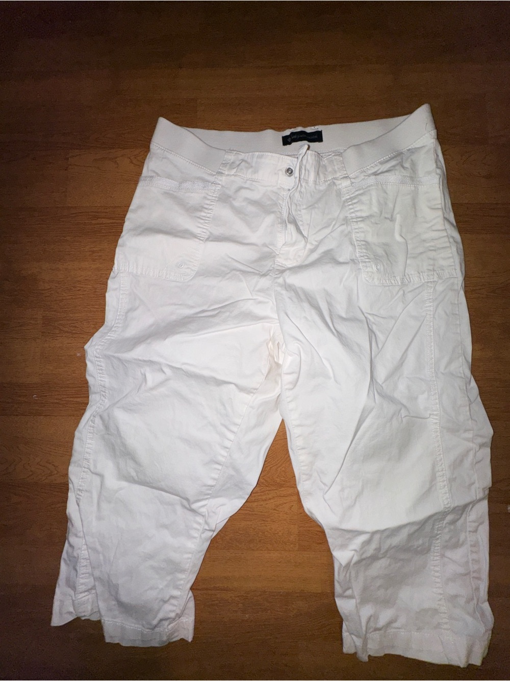 White Cargo Capri Pants